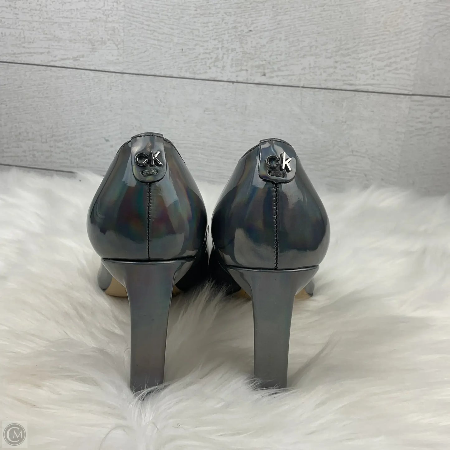 Shoes Heels Kitten By Calvin Klein In Silver, Size: 5