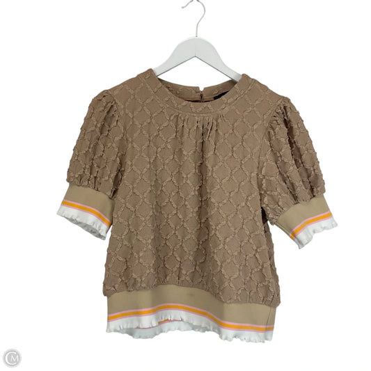 Top Short Sleeve By Fabrik In Brown, Size: S
