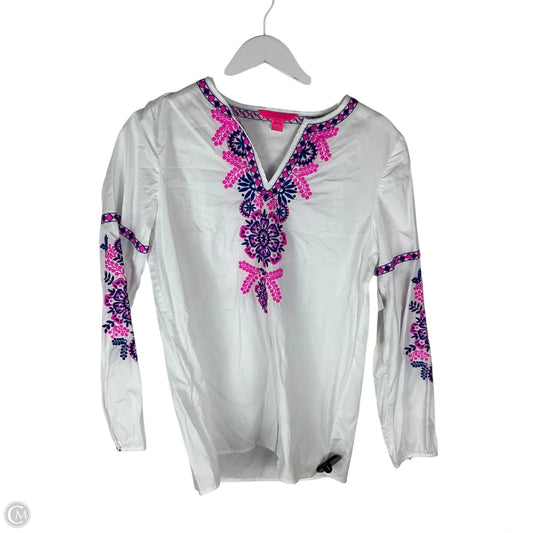 Top Long Sleeve Designer By Lilly Pulitzer In White, Size: S