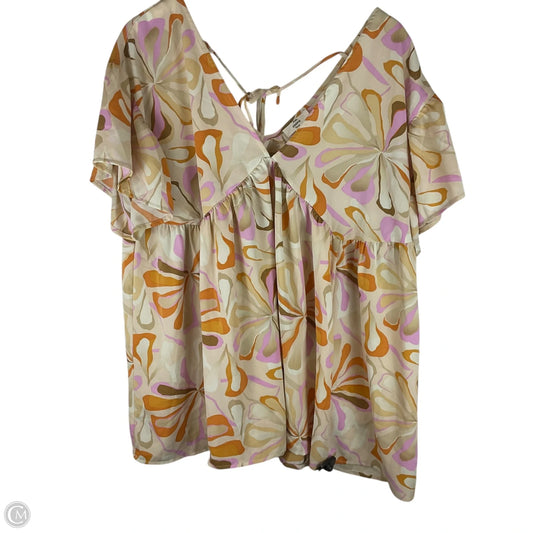 Top Short Sleeve By Entro In Cream, Size: 1x