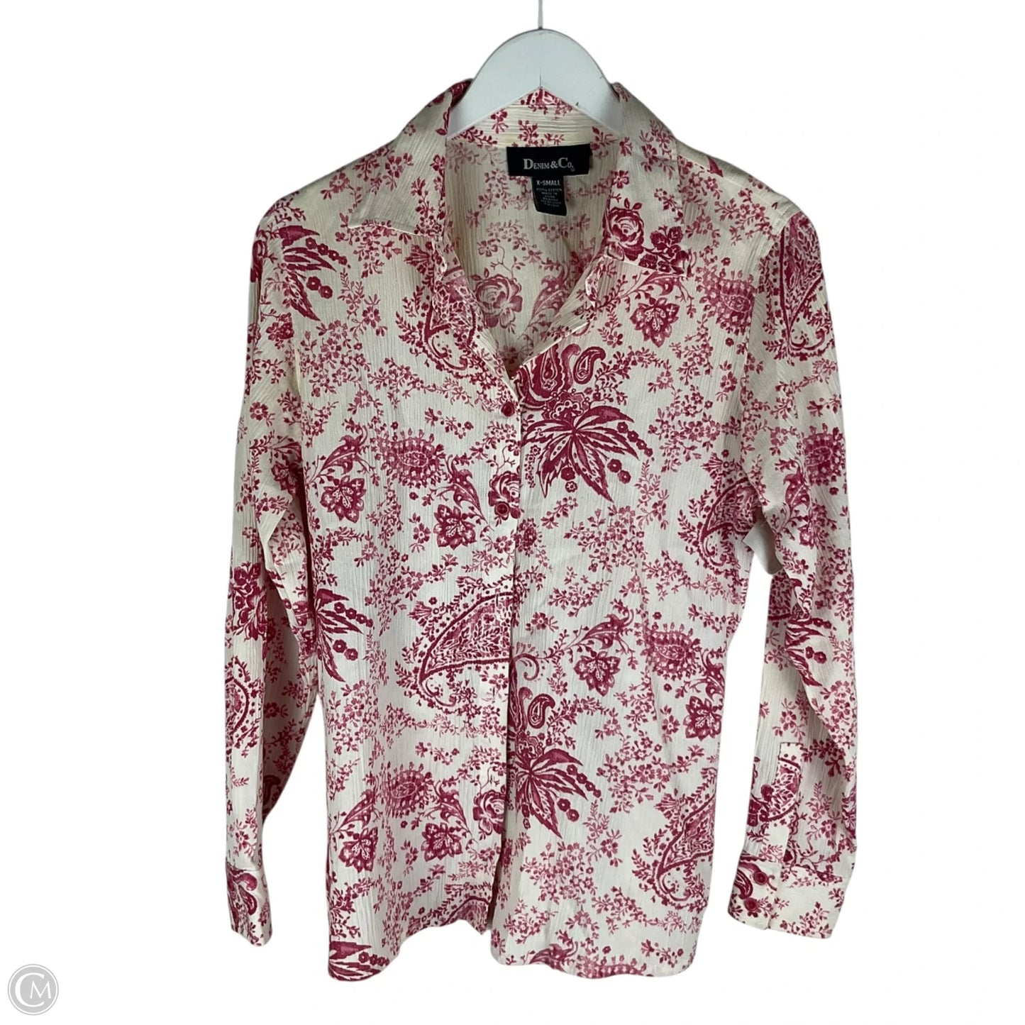 Top Long Sleeve By Denim And Company In Pink, Size: Xs