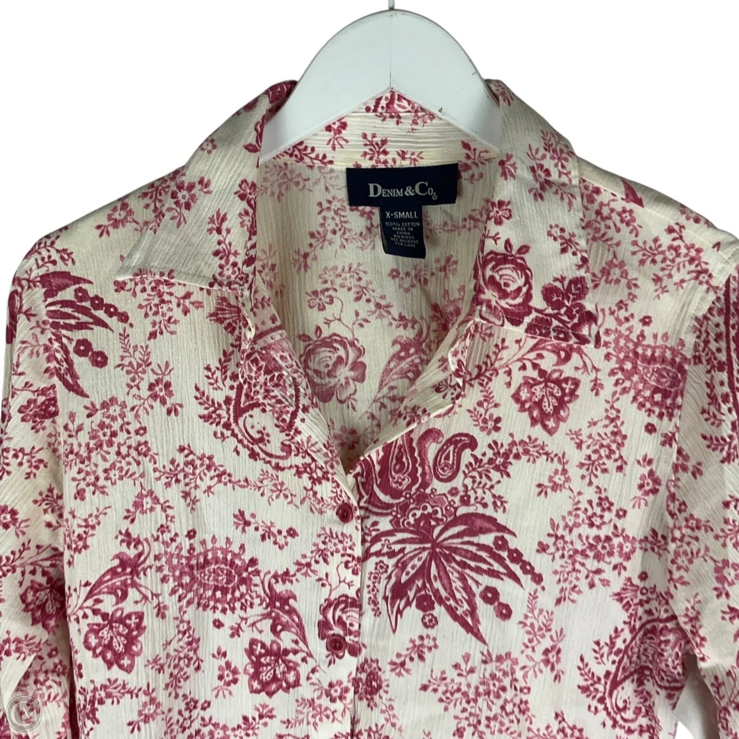 Top Long Sleeve By Denim And Company In Pink, Size: Xs