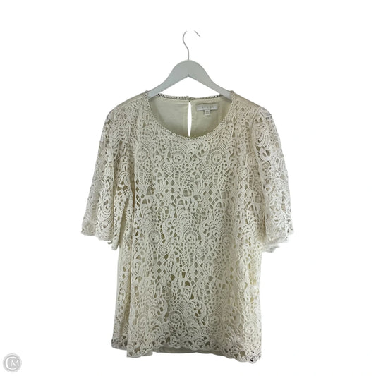 Top Short Sleeve By Eri + Ali In Cream, Size: Xl