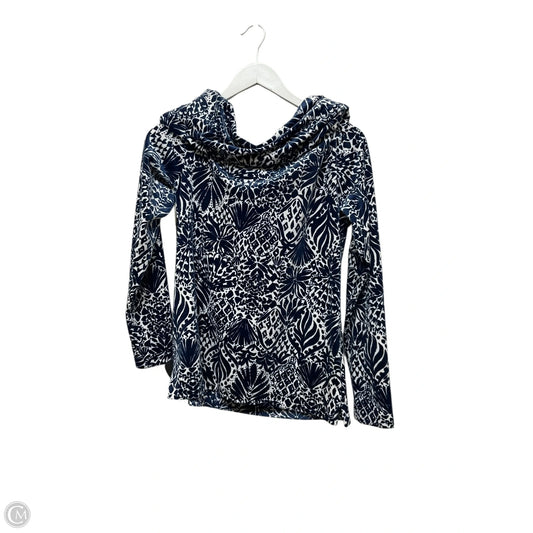Top Long Sleeve Designer By Lilly Pulitzer In Blue & White, Size: M