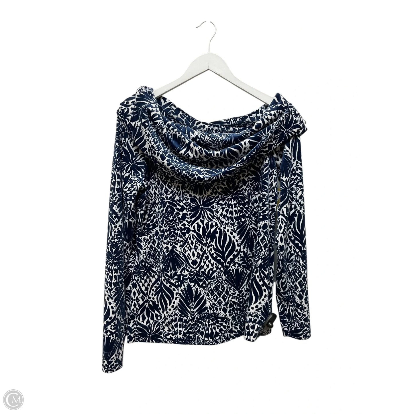 Top Long Sleeve Designer By Lilly Pulitzer In Blue & White, Size: M