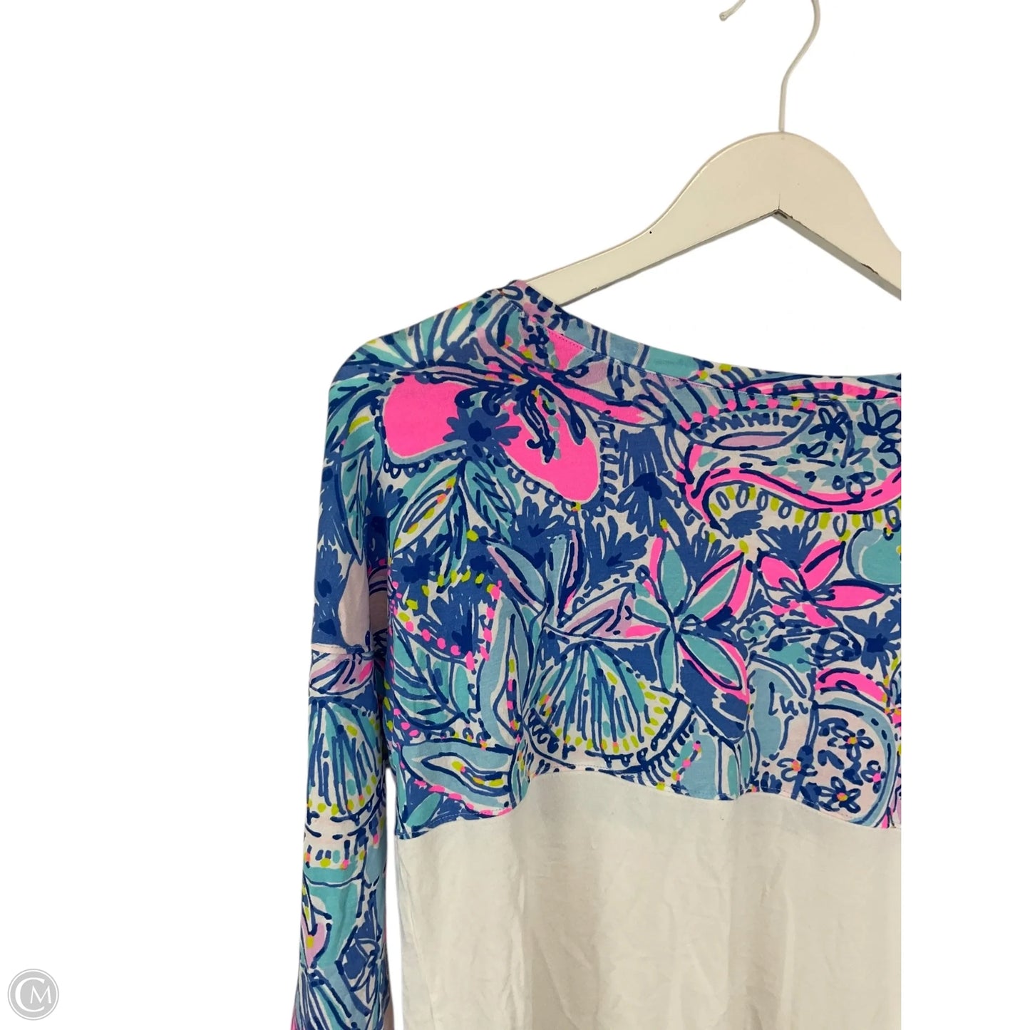 Top Long Sleeve Designer By Lilly Pulitzer In Blue & White, Size: Xxs