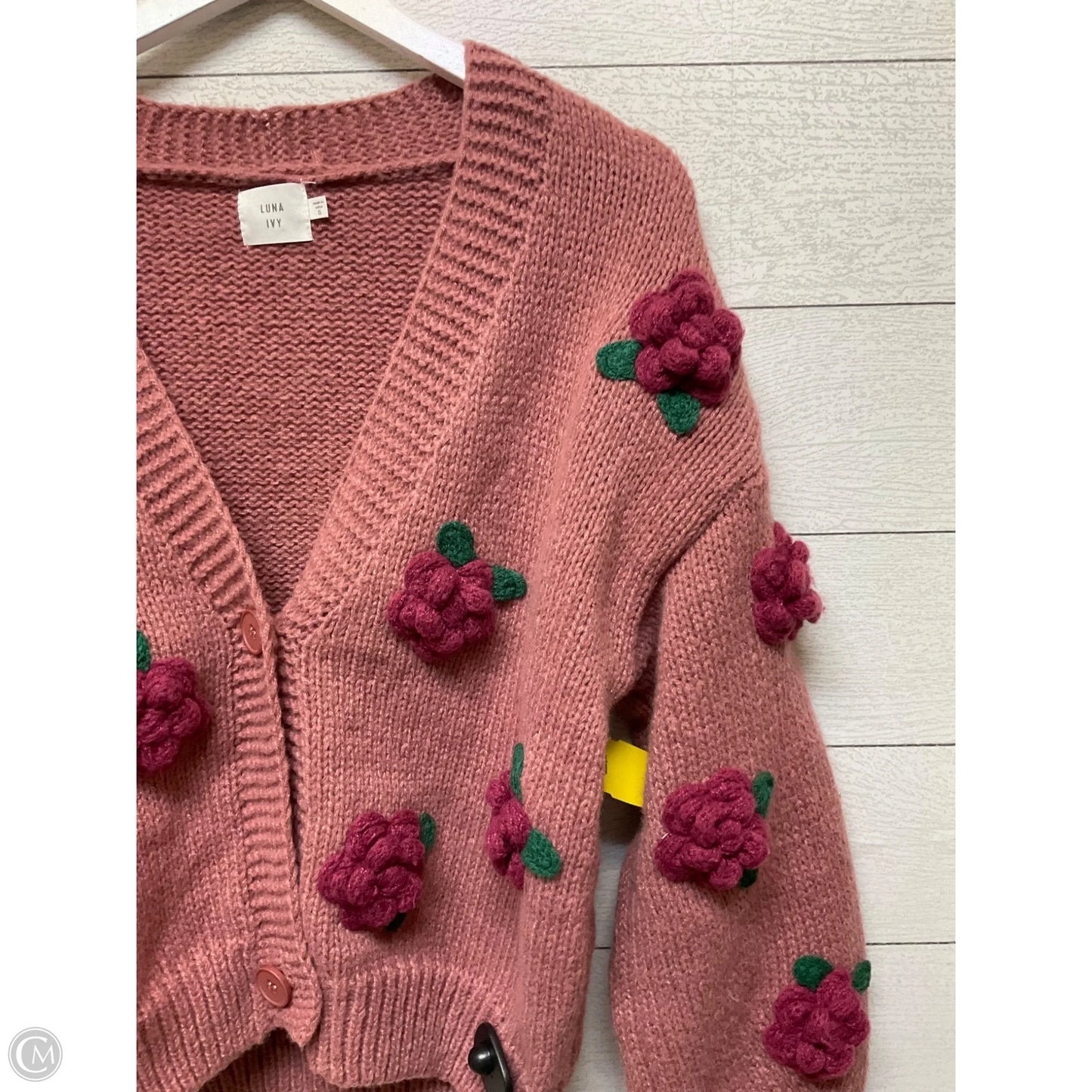 Sweater Cardigan By Clothes Mentor In Pink, Size: S