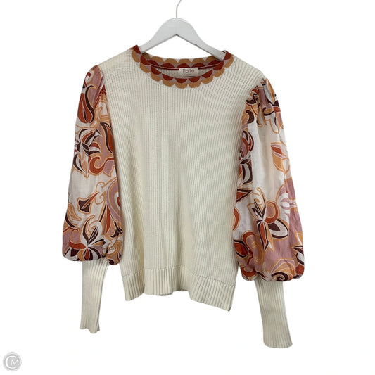 Top Long Sleeve By Fate In Orange & White, Size: M