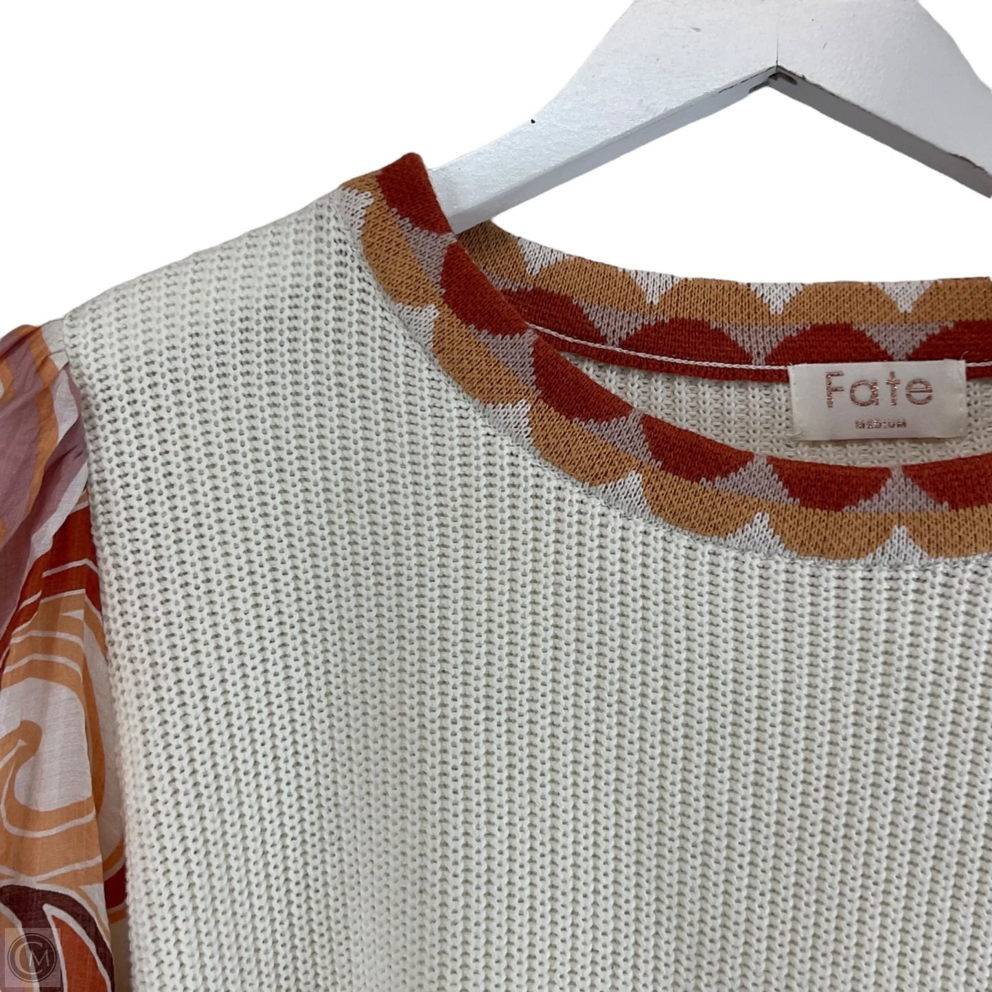 Top Long Sleeve By Fate In Orange & White, Size: M