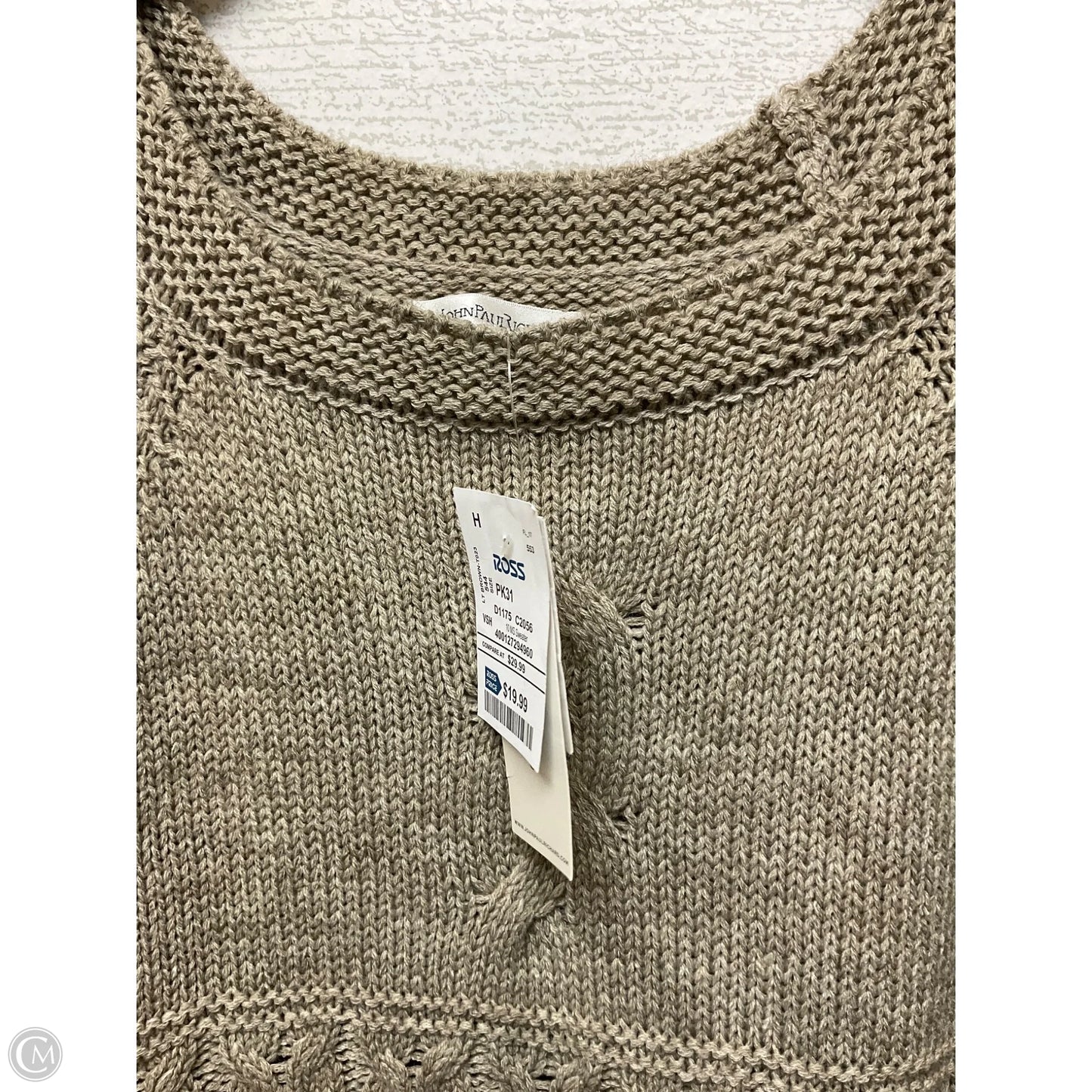 Sweater Short Sleeve By John Paul Richard In Tan, Size: Xl