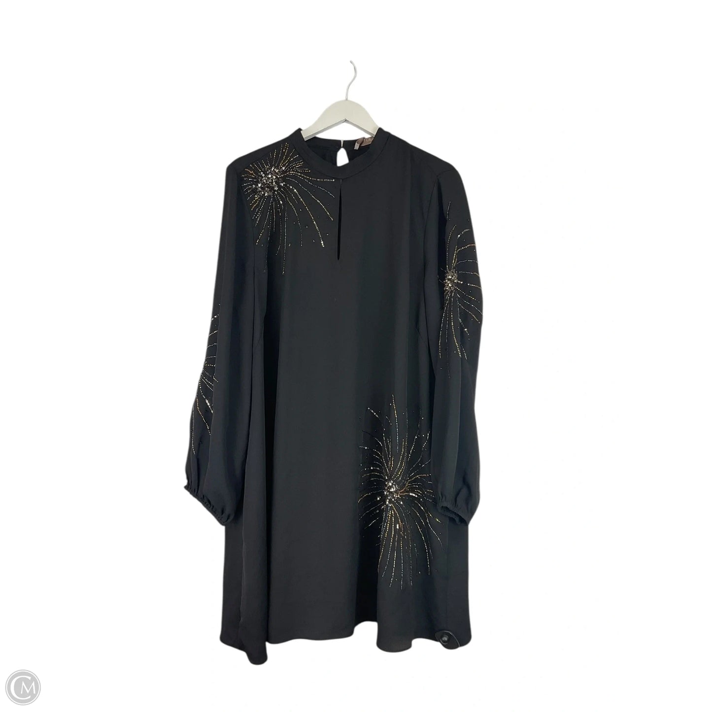 Dress Party Midi By Loft In Black & Gold, Size: 16