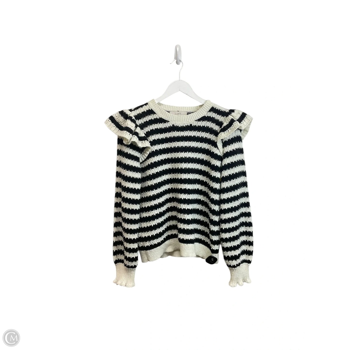 Sweater By Loft In Black & White, Size: L