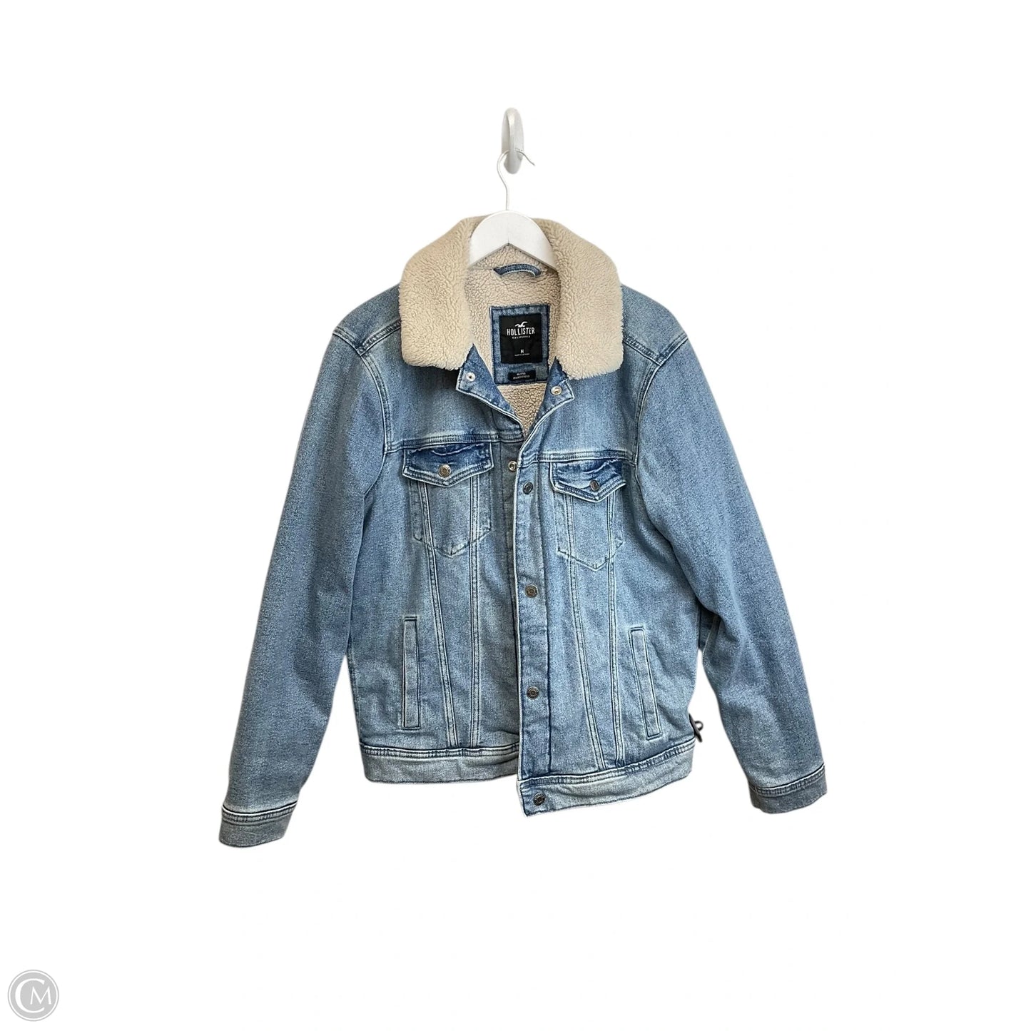 Coat Faux Fur & Sherpa By Hollister In Blue Denim, Size: M