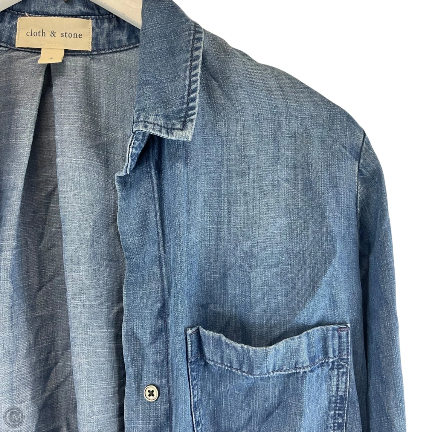 Top Long Sleeve By Cloth & Stone In Blue Denim, Size: S