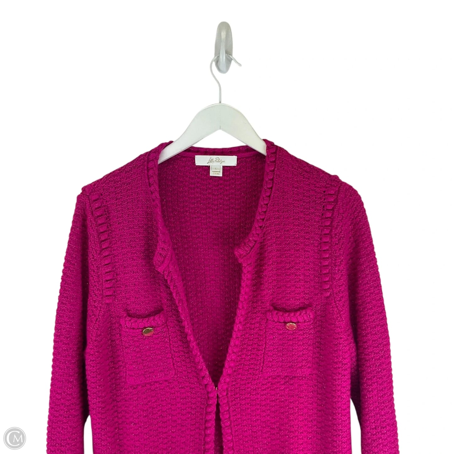 Sweater Cardigan Designer By Lilly Pulitzer In Pink, Size: L