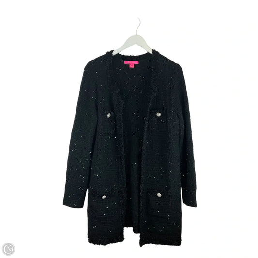 Sweater Cardigan Designer By Lilly Pulitzer In Black, Size: L