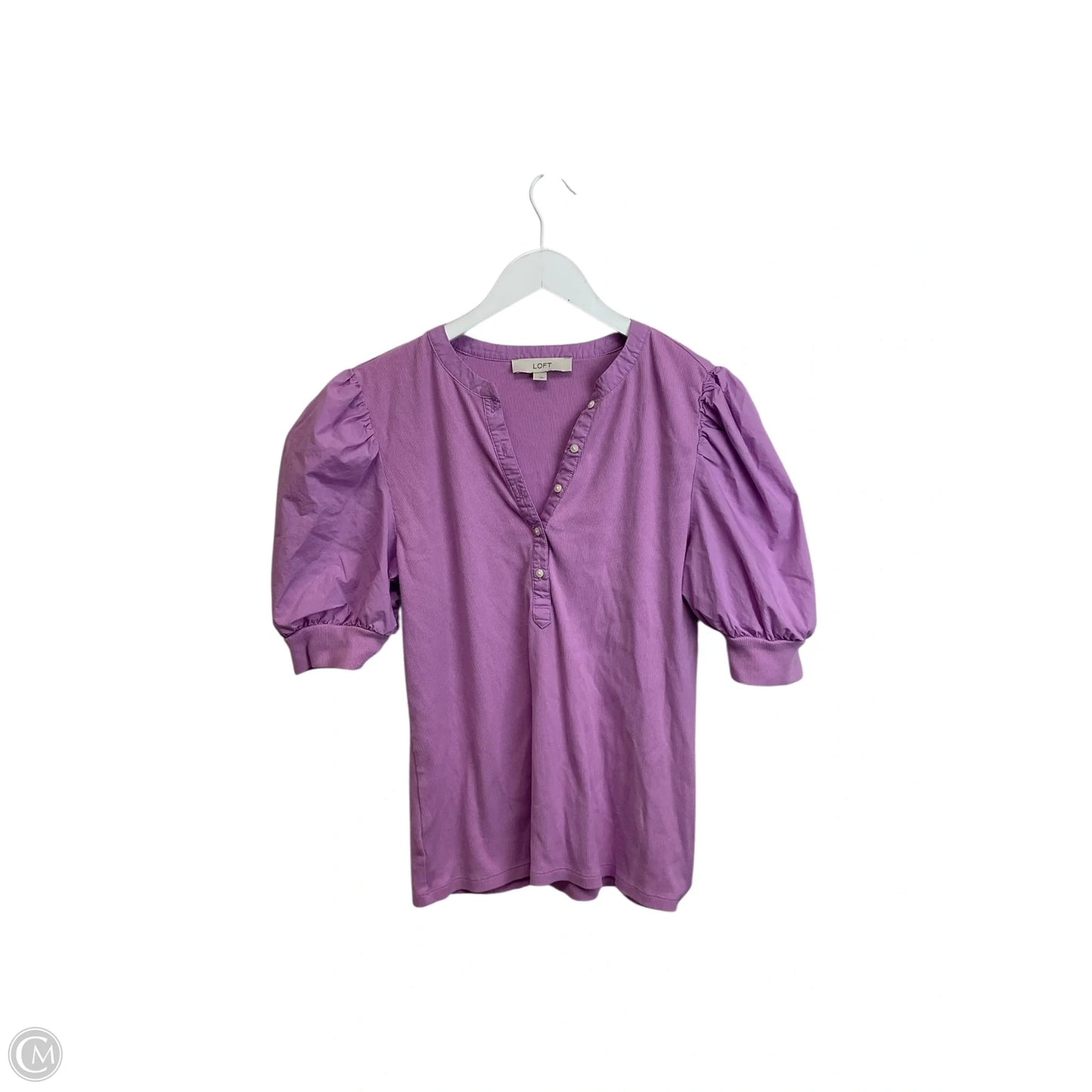 Top Short Sleeve By Loft In Purple, Size: L