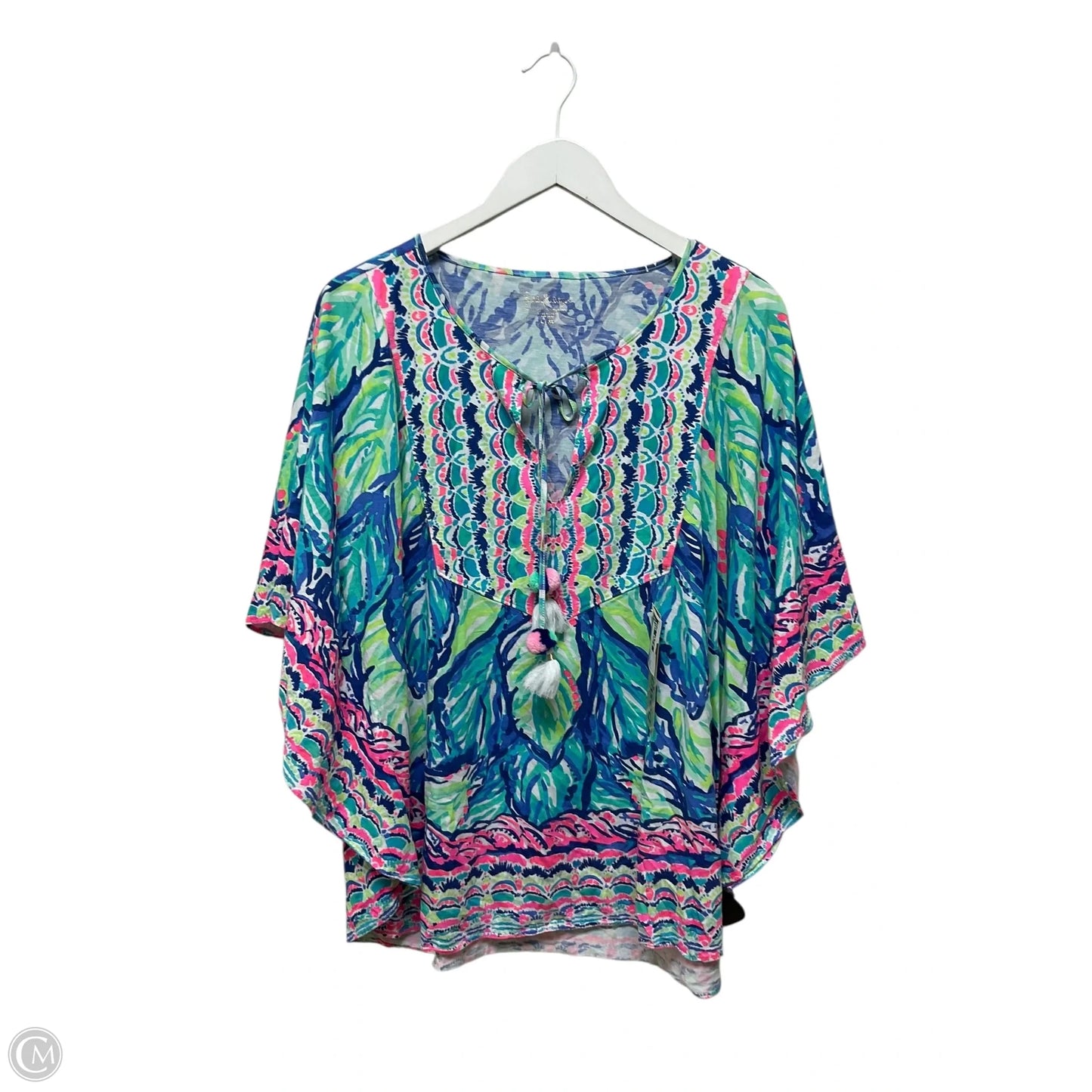 Top Short Sleeve Designer By Lilly Pulitzer In Blue, Size: L