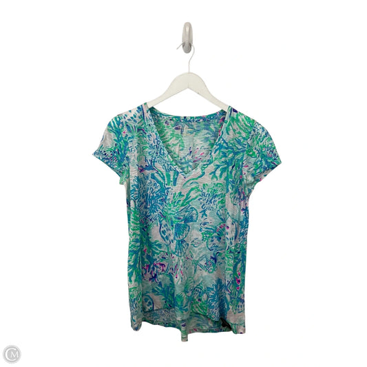 Top Short Sleeve Designer By Lilly Pulitzer In Blue, Size: S
