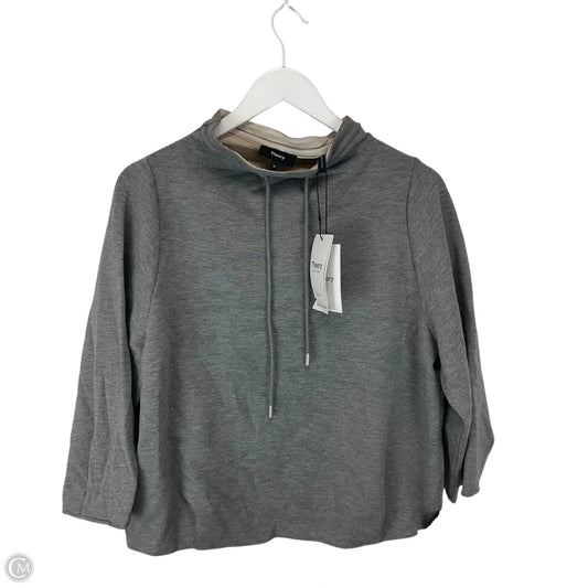 Athletic Top Long Sleeve Collar By Theory In Grey, Size: M