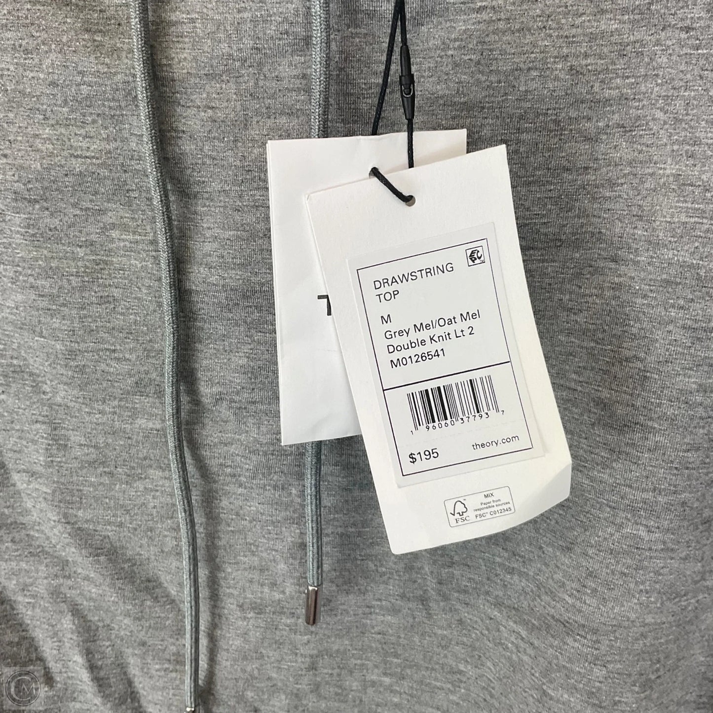 Athletic Top Long Sleeve Collar By Theory In Grey, Size: M