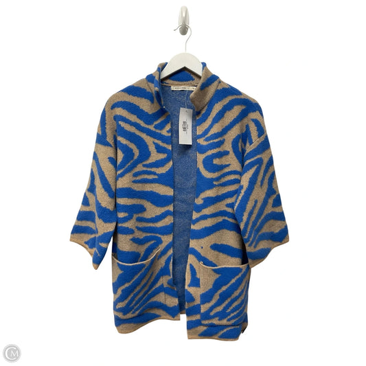Sweater Cardigan By Ellison In Blue & Tan, Size: S