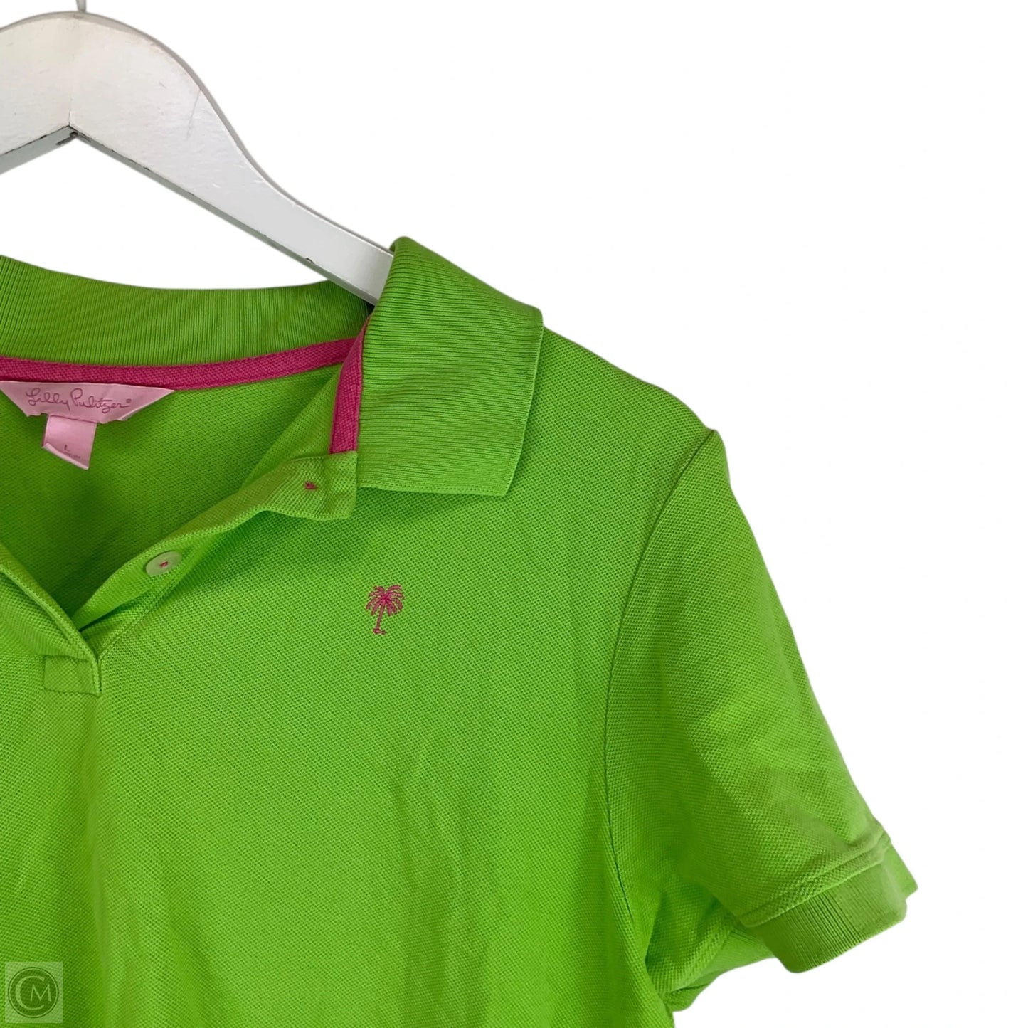 Top Short Sleeve Designer By Lilly Pulitzer In Green, Size: L