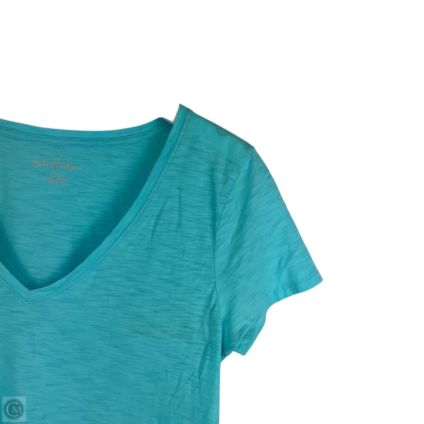 Top Short Sleeve Designer By Lilly Pulitzer In Blue, Size: M