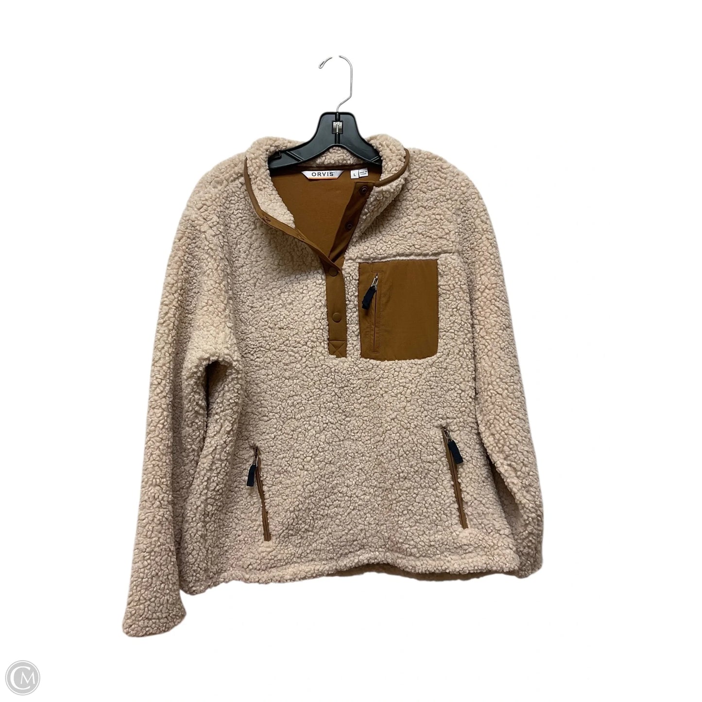 Jacket Faux Fur & Sherpa By Orvis In Tan, Size: L