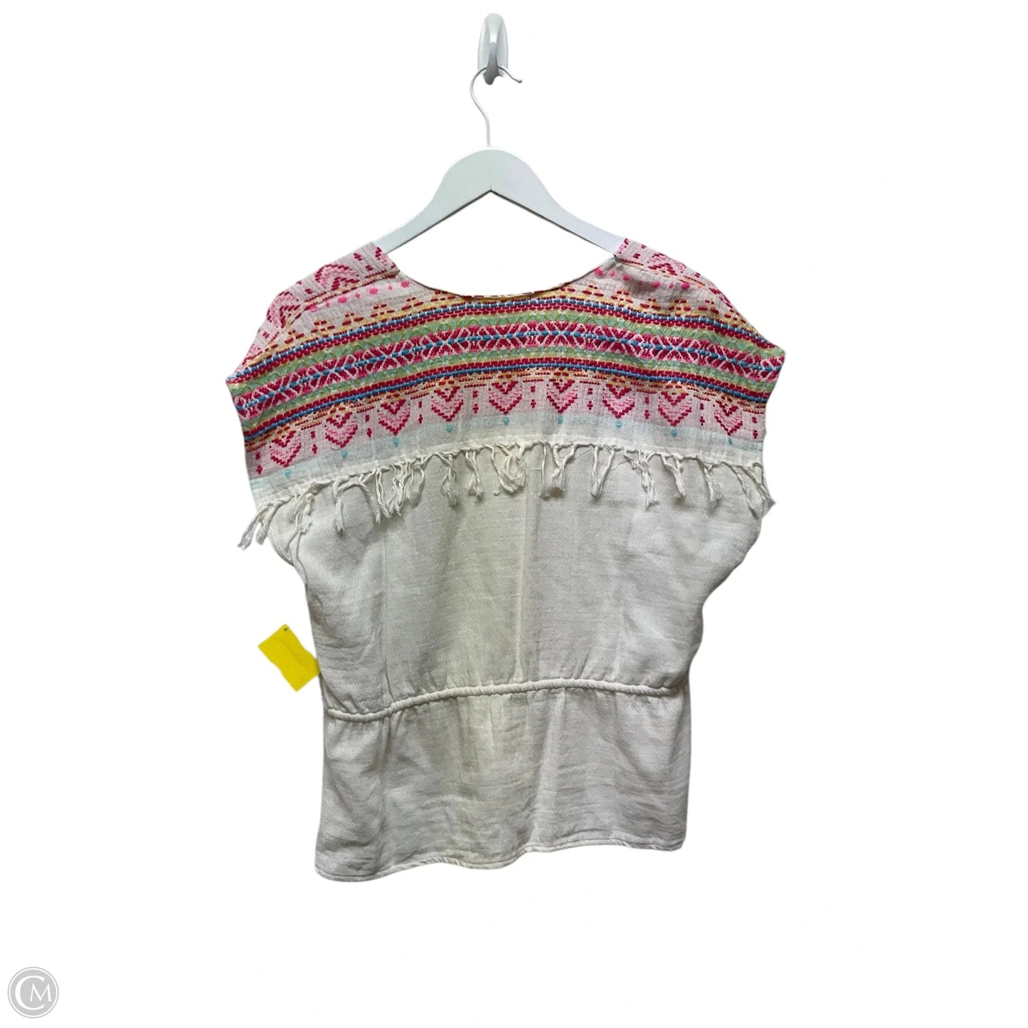Top Short Sleeve By Amanda Uprichard In Cream & Pink, Size: S
