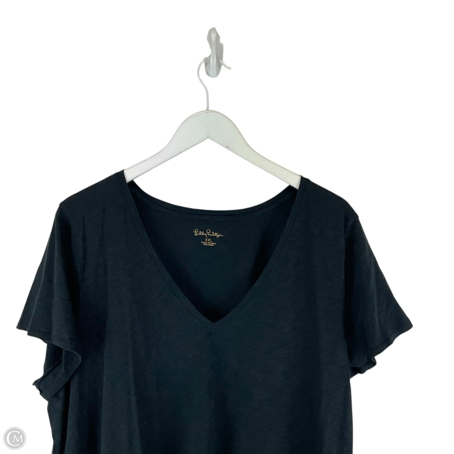 Top Short Sleeve Designer By Lilly Pulitzer In Black, Size: Xxl