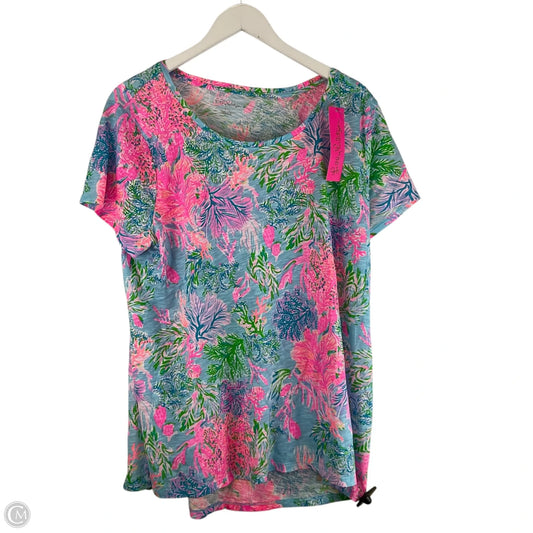 Top Short Sleeve Designer By Lilly Pulitzer In Blue, Size: Xxl