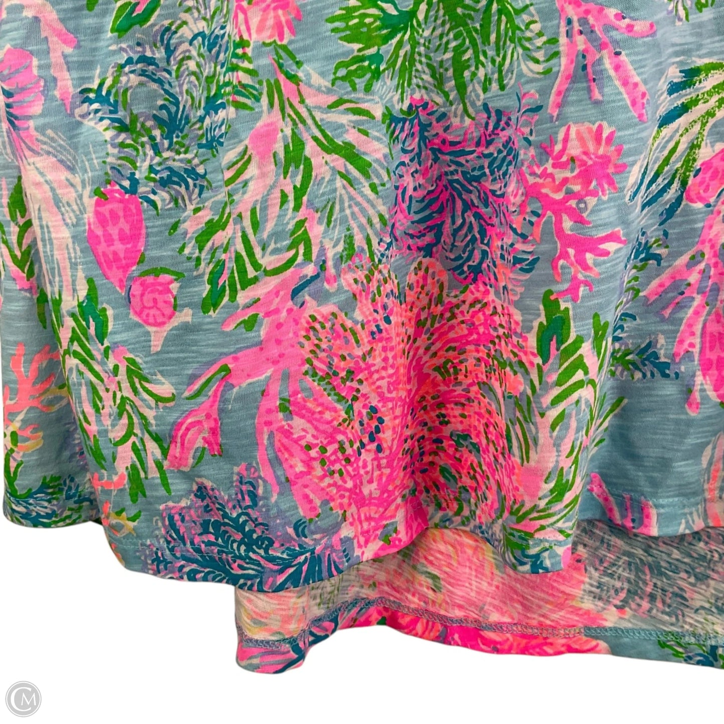 Top Short Sleeve Designer By Lilly Pulitzer In Blue, Size: Xxl