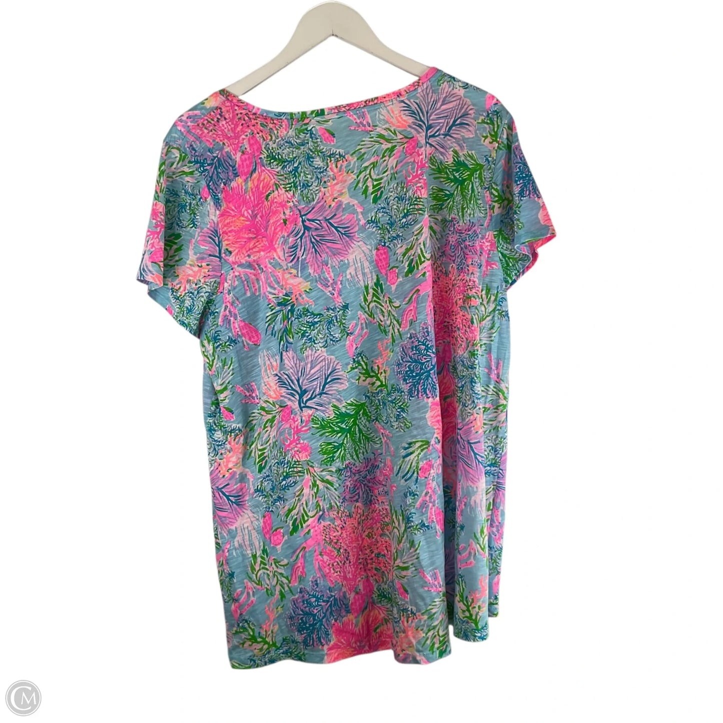 Top Short Sleeve Designer By Lilly Pulitzer In Blue, Size: Xxl