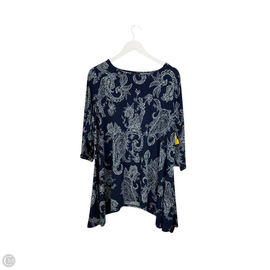 Top Long Sleeve By Jm Collections In Navy, Size: Xl