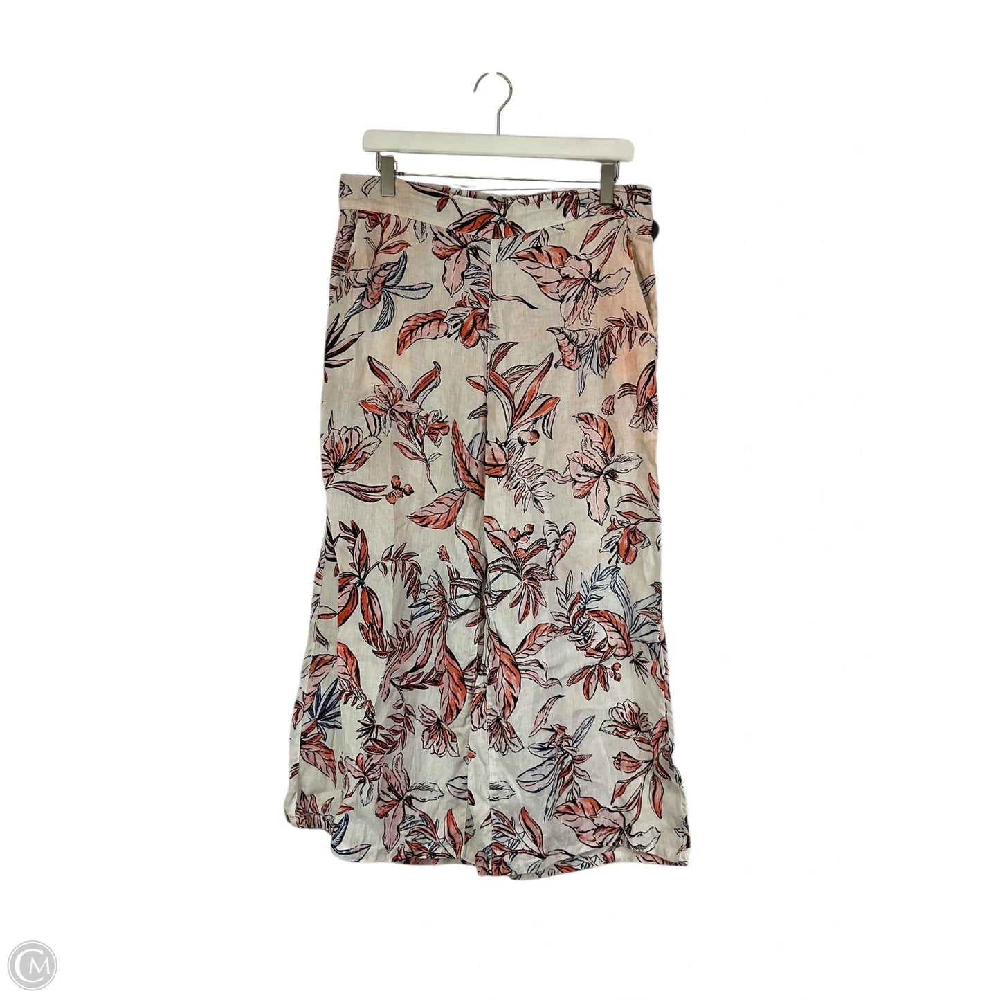 Pants Wide Leg By Tahari In Orange & White, Size: L