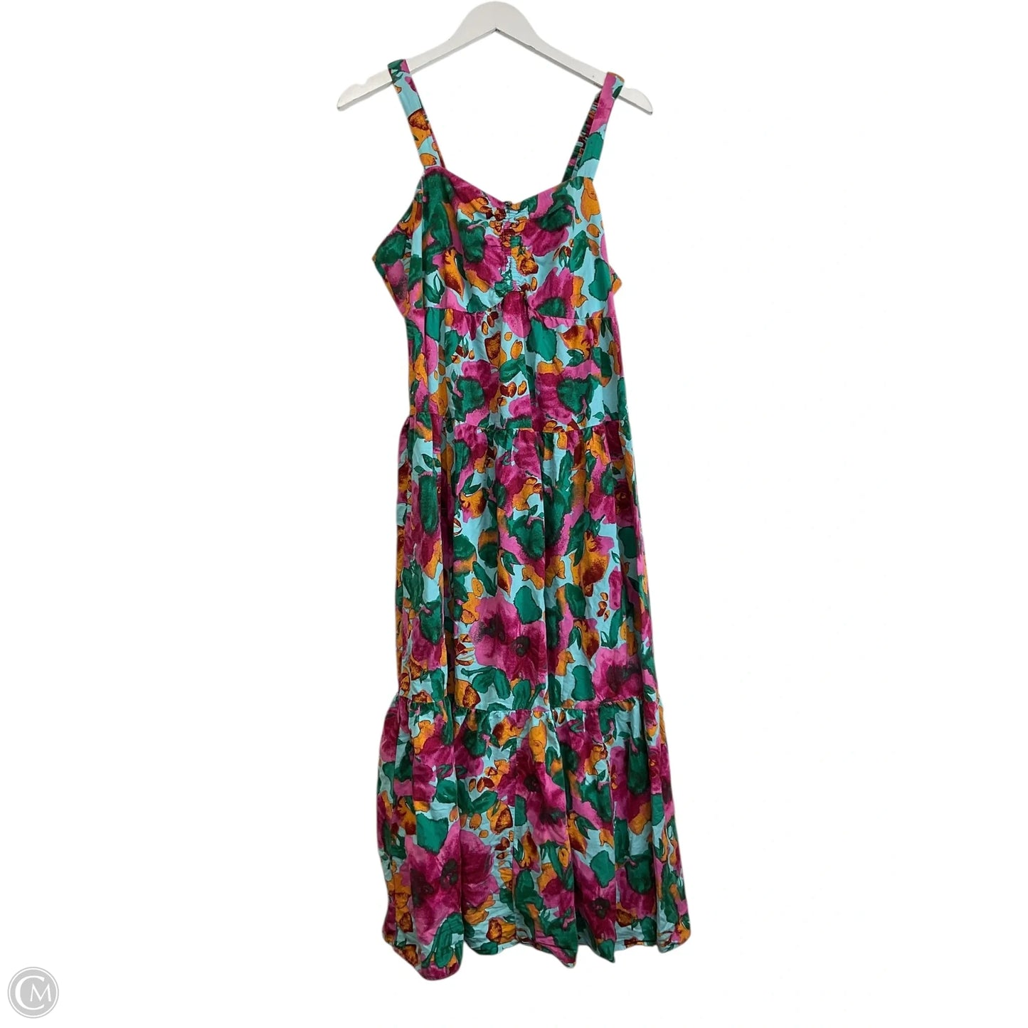 Dress Casual Maxi By Terra & Sky In Green & Pink, Size: Xl