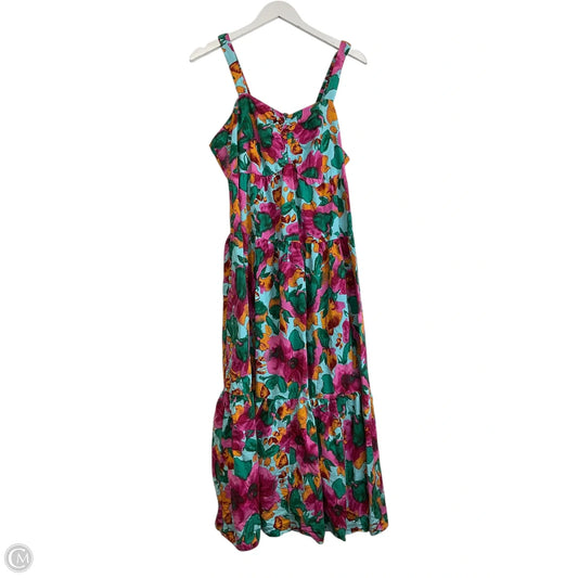 Dress Casual Maxi By Terra & Sky In Green & Pink, Size: Xl