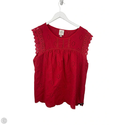 Top Short Sleeve By Knox Rose In Red, Size: L