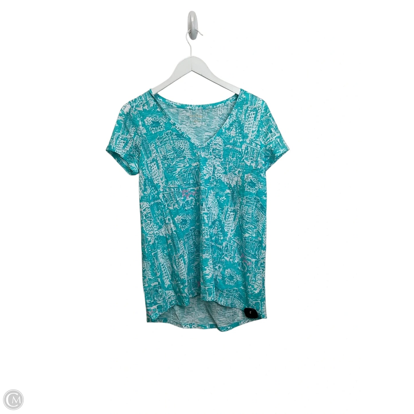 Top Short Sleeve Designer By Lilly Pulitzer In Blue, Size: S