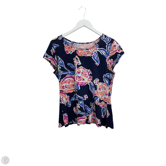 Top Short Sleeve Designer By Lilly Pulitzer In Navy, Size: L