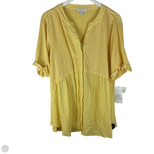 Top Short Sleeve By New Directions In Yellow, Size: 1x