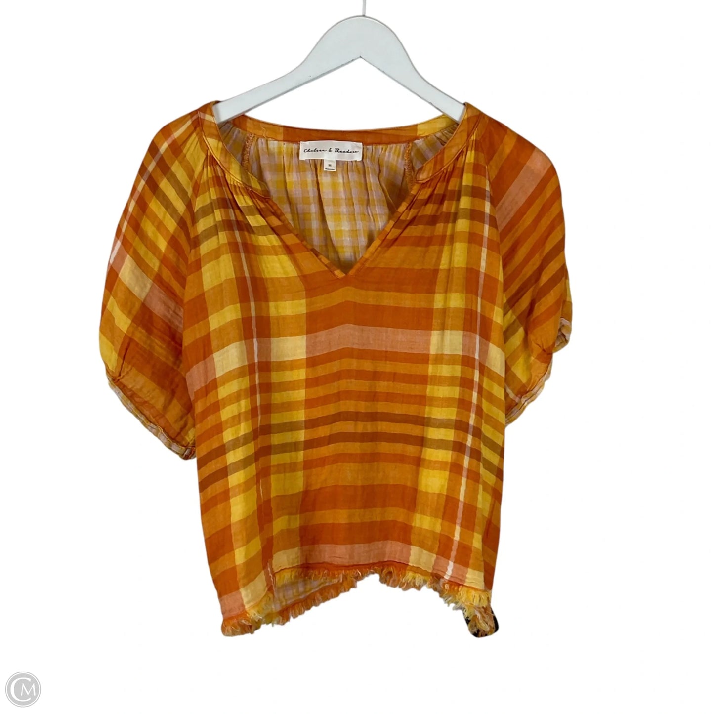 Top Short Sleeve By Chelsea And Theodore In Orange, Size: M