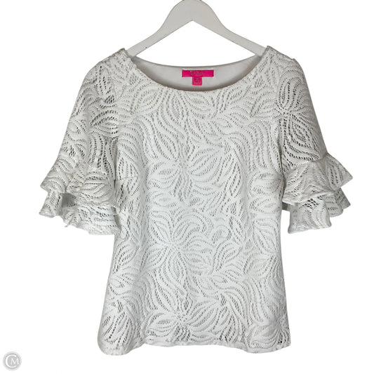 Top Short Sleeve Designer By Lilly Pulitzer In White, Size: M