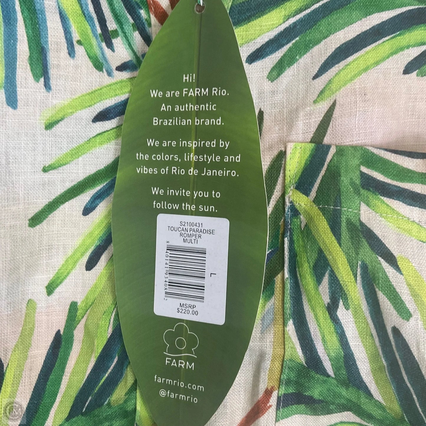 Dress Casual Short By Farm Rio In Tropical Print, Size: L