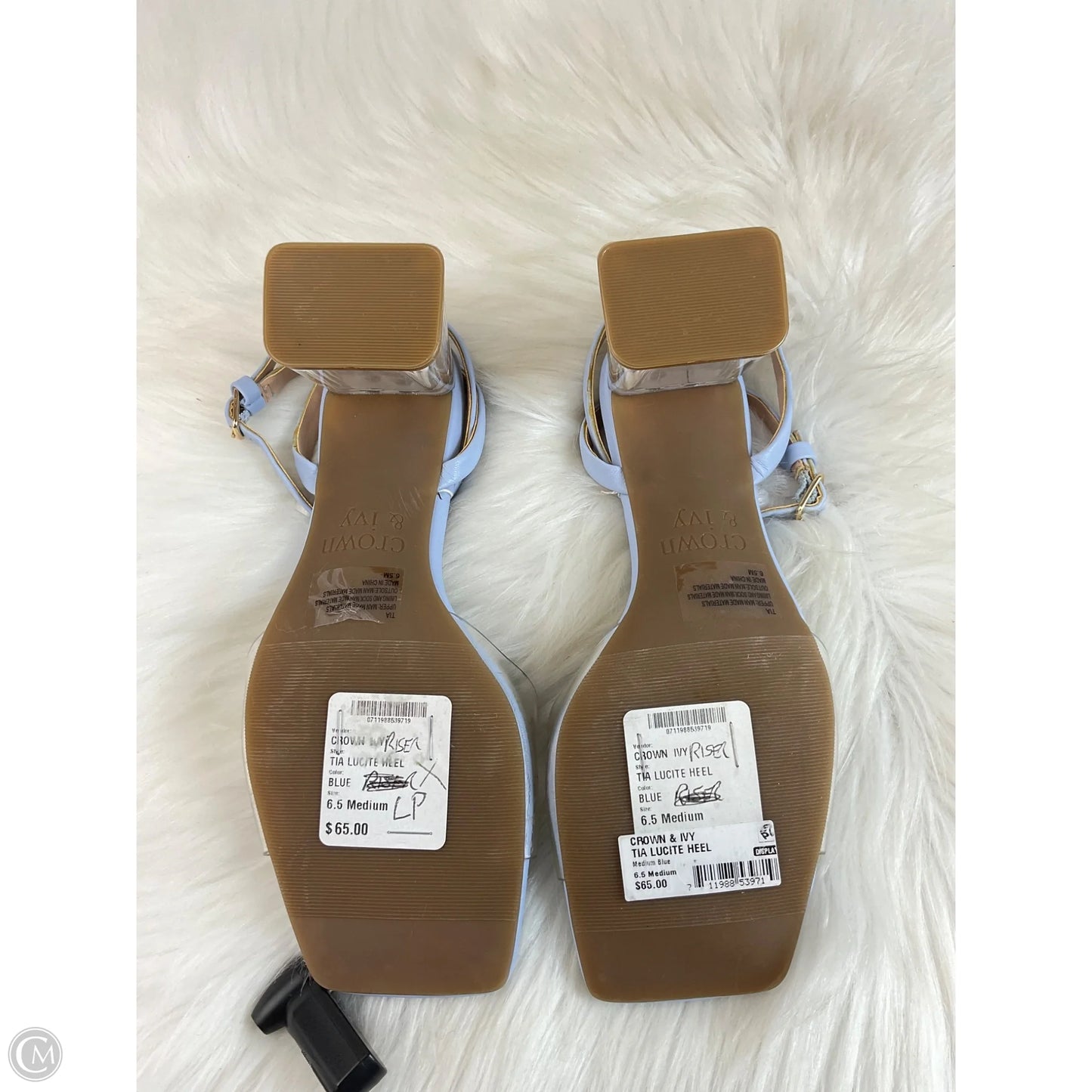 Sandals Heels Block By Crown And Ivy In Blue, Size: 6.5