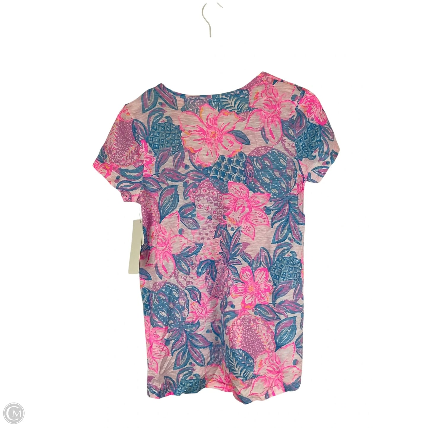 Top Short Sleeve Designer By Lilly Pulitzer In Blue & Pink, Size: S