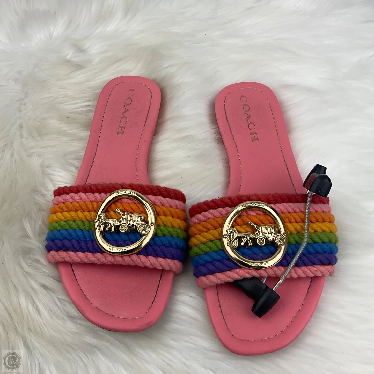 Sandals Designer By Coach In Rainbow Print, Size: 7