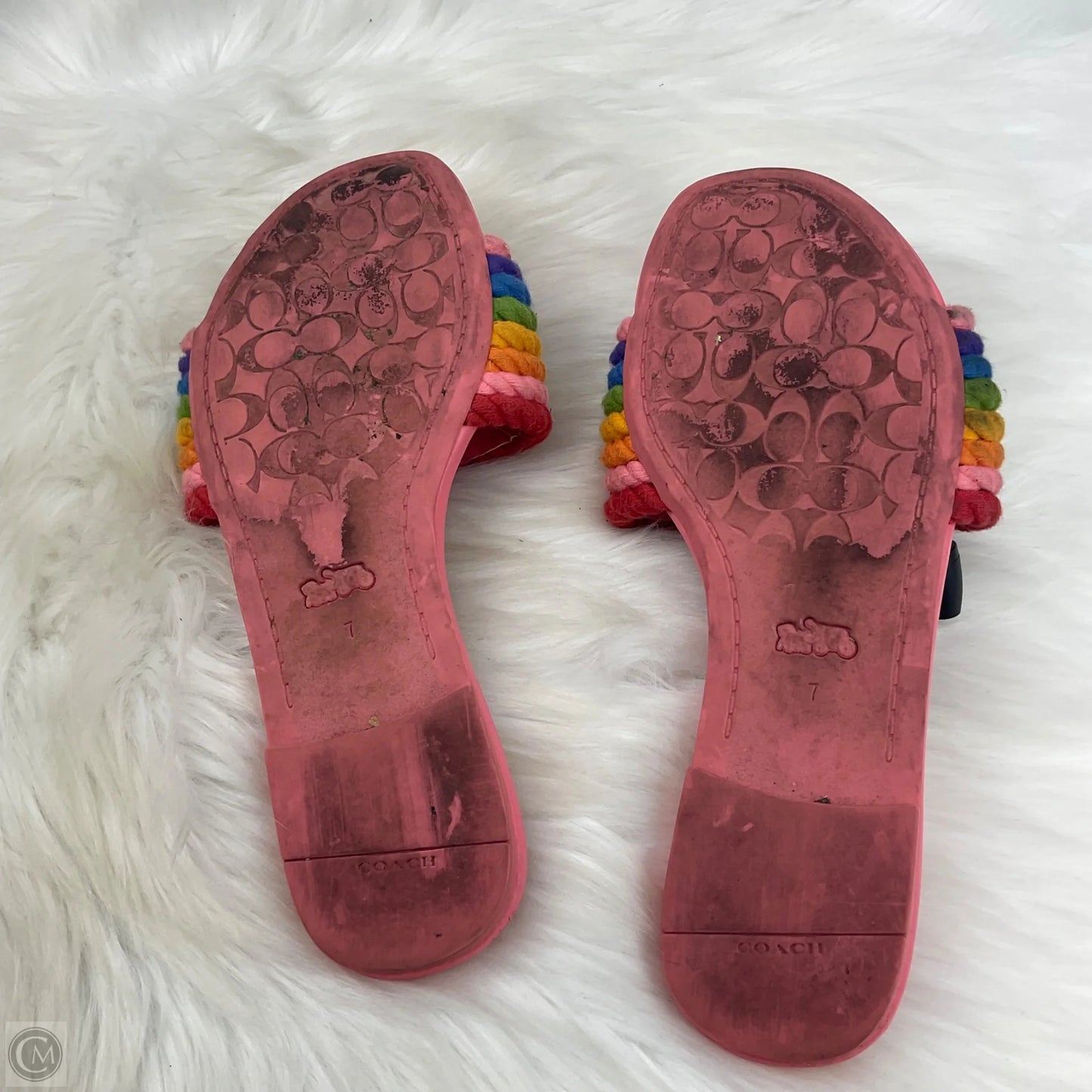 Sandals Designer By Coach In Rainbow Print, Size: 7