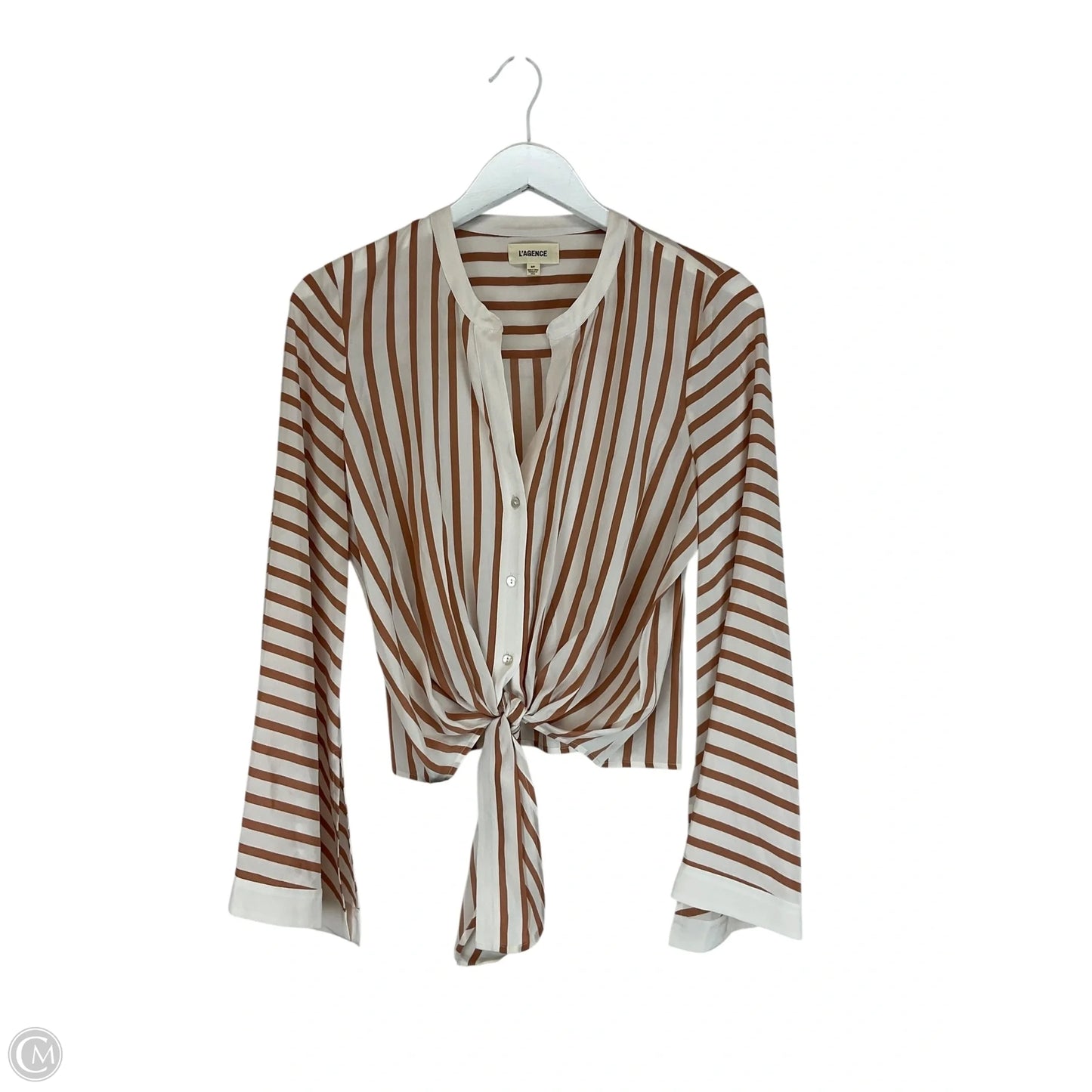 Top Long Sleeve By L Agence In Striped Pattern, Size: S